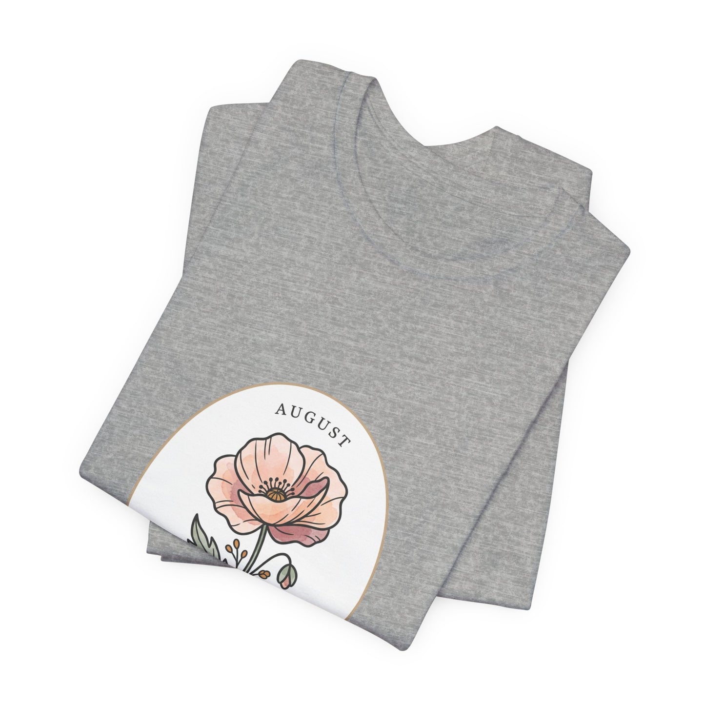 August Poppy Birth Month Flower Tee | Botanical Watercolor, Personalized