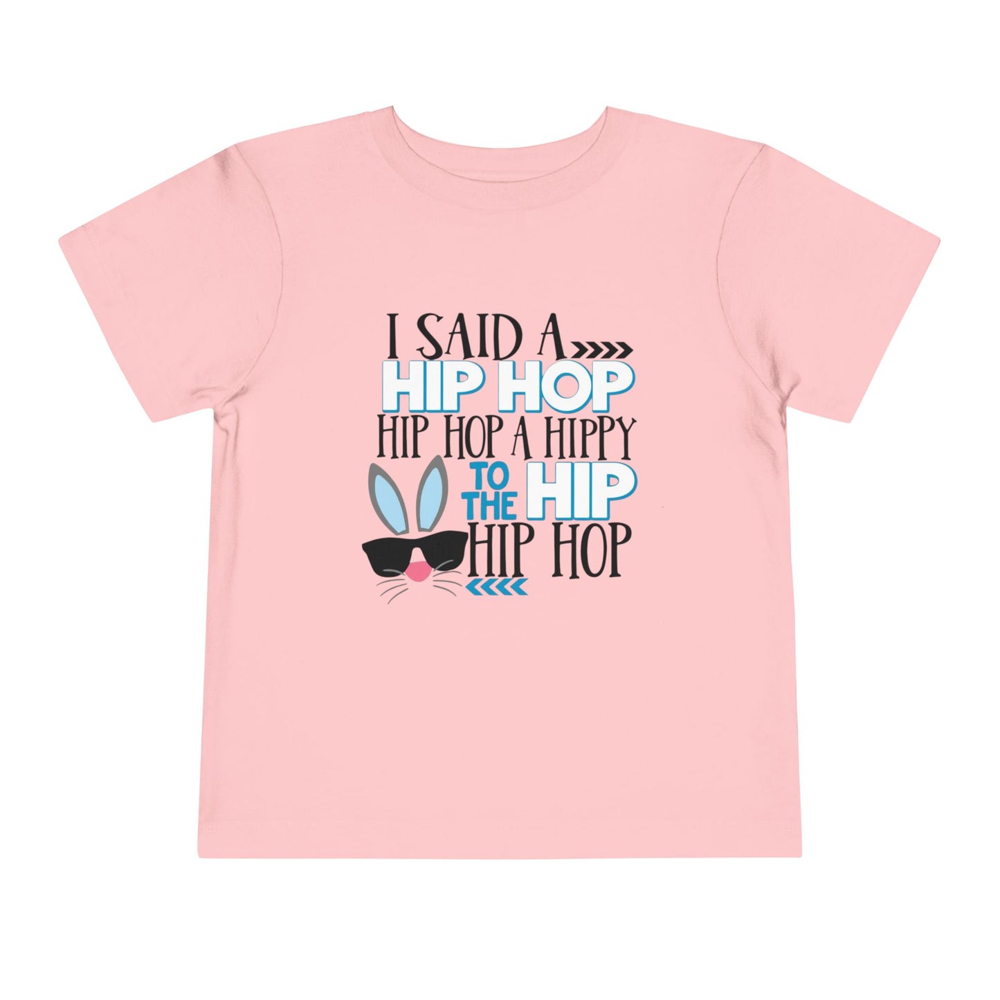 Pink t-shirt with text and graphic design on a white background