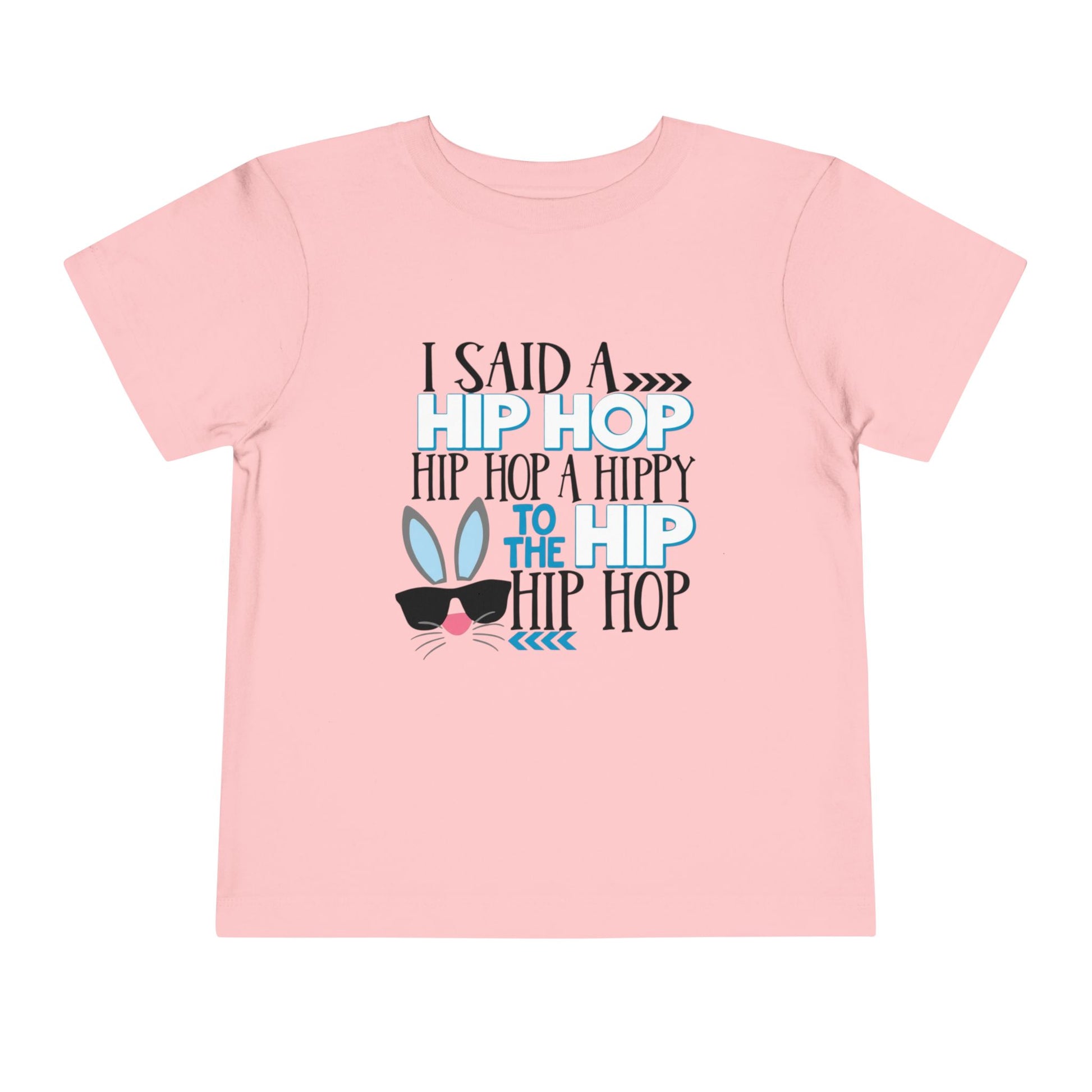 Pink t-shirt with text and graphic design on a white background