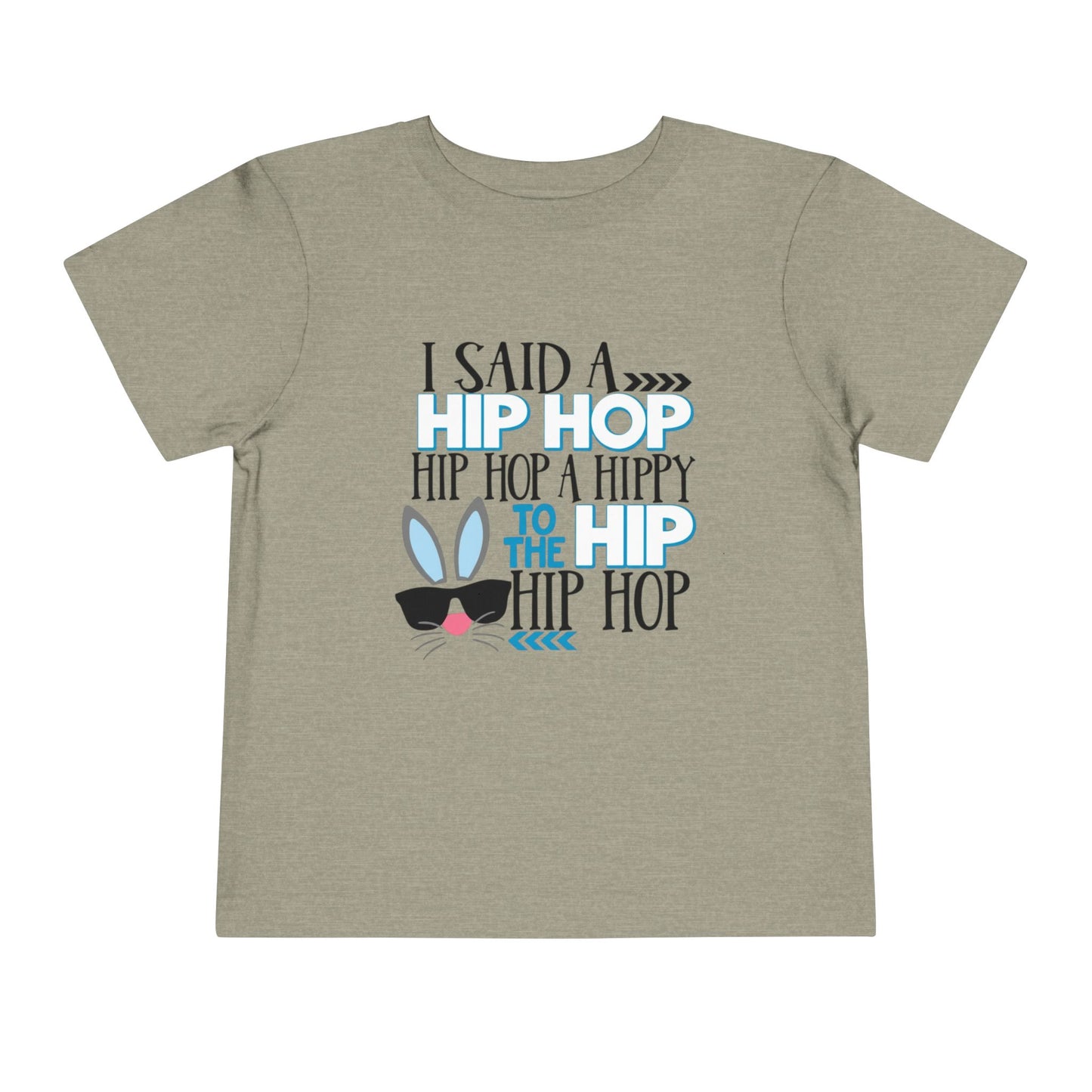Children's t-shirt with humorous text design on a beige background