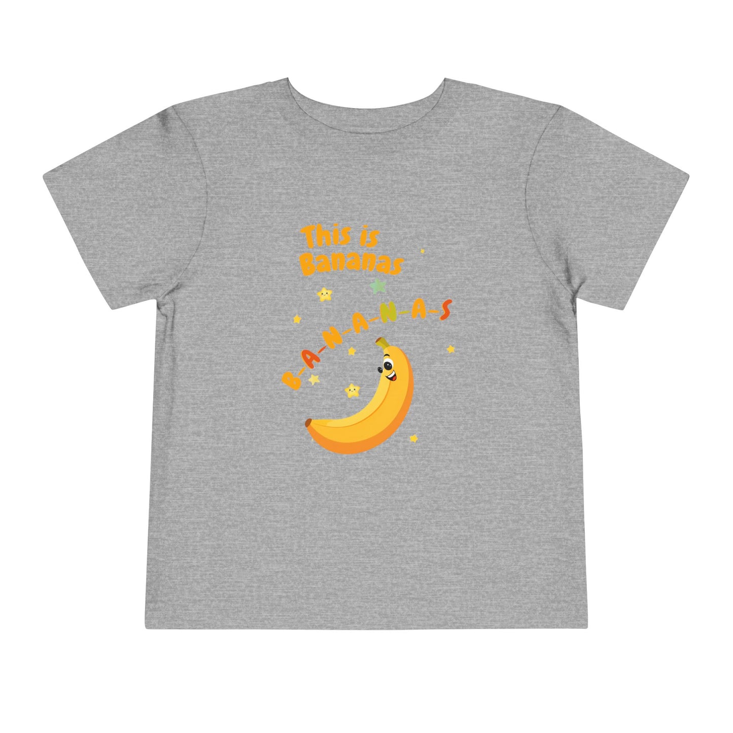 Gray t-shirt with a banana graphic and text on a white background