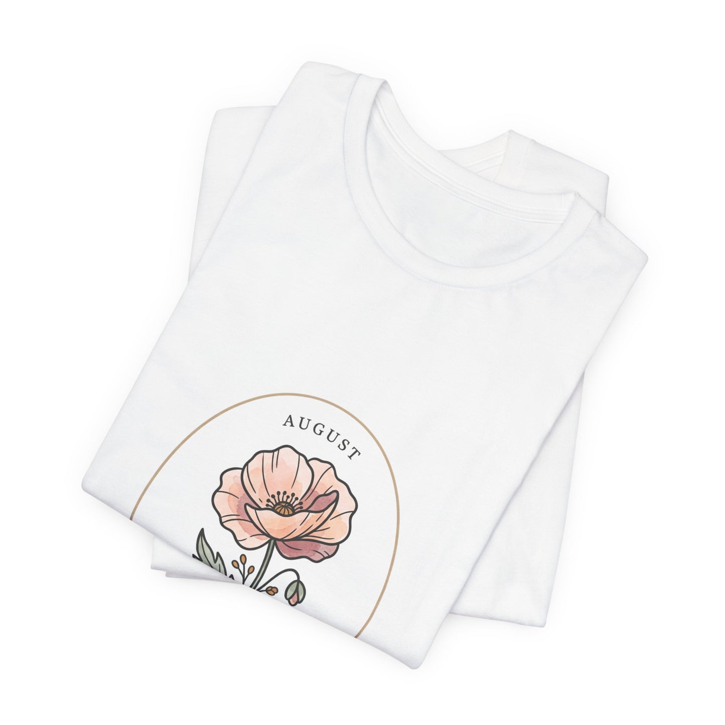 August Poppy Birth Month Flower Tee | Botanical Watercolor, Personalized