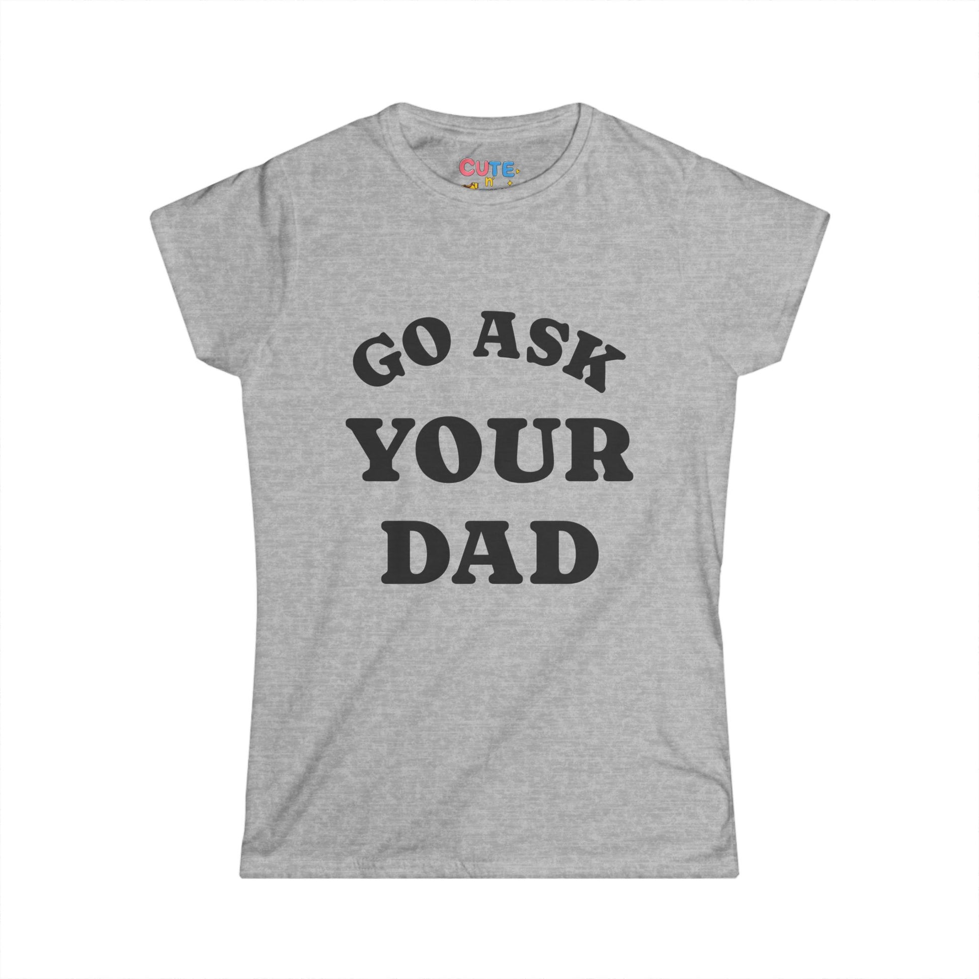 Gray t-shirt with black and white graphic design on a white background