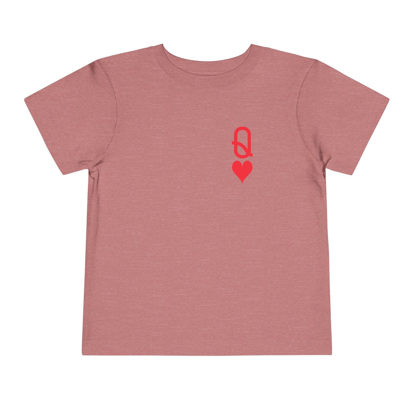 Pink t-shirt with a red logo on a white background