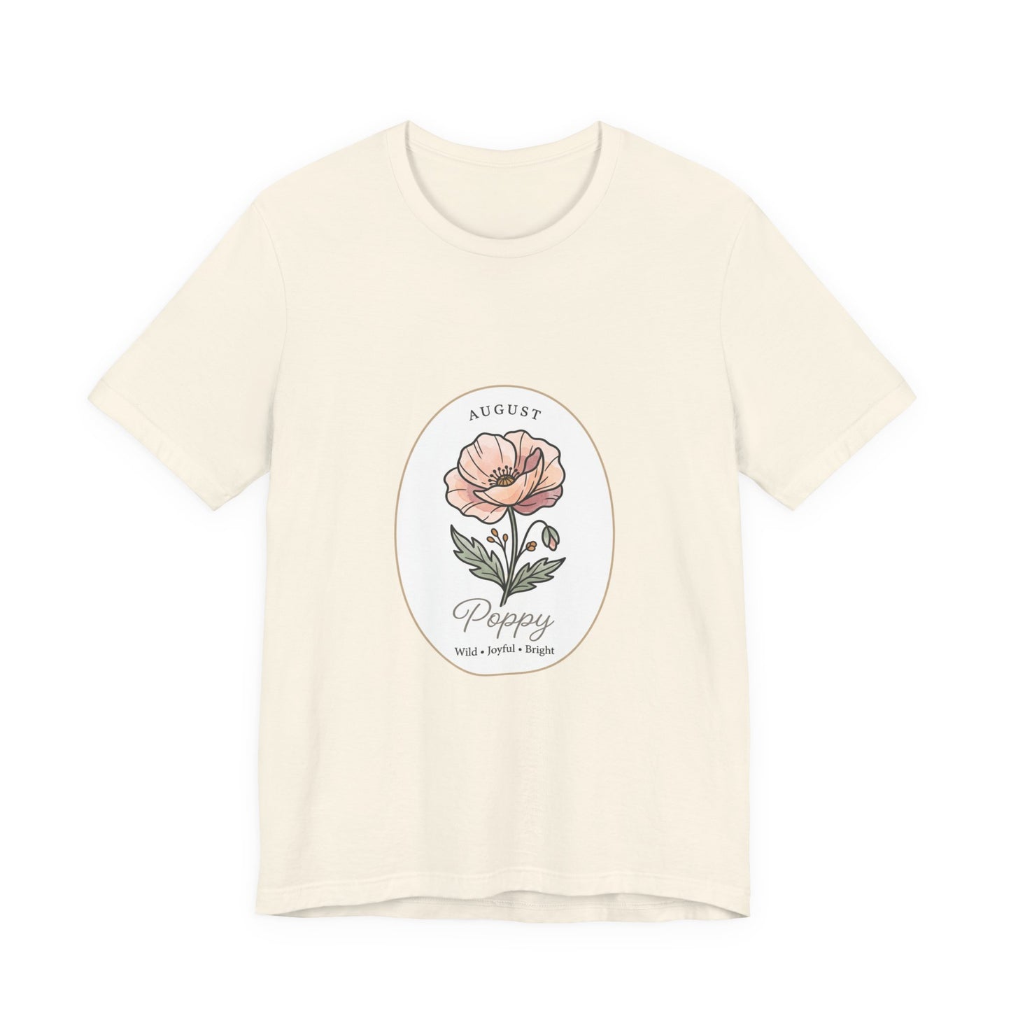 August Poppy Birth Month Flower Tee | Botanical Watercolor, Personalized
