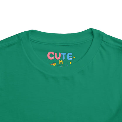 Green shirt with colorful 'CUTE n' text on a white background