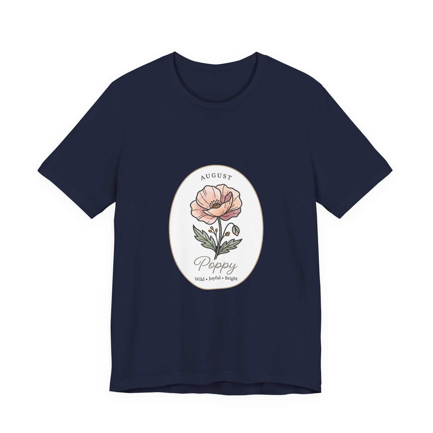 August Poppy Birth Month Flower Tee | Botanical Watercolor, Personalized