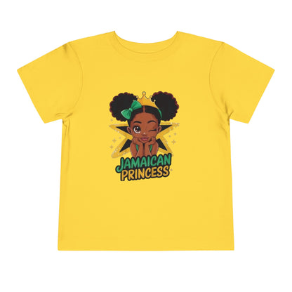 Yellow t-shirt with 'Jamaican Princess' design on a white background