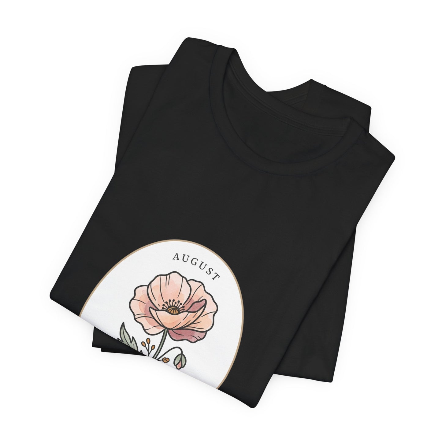 August Poppy Birth Month Flower Tee | Botanical Watercolor, Personalized