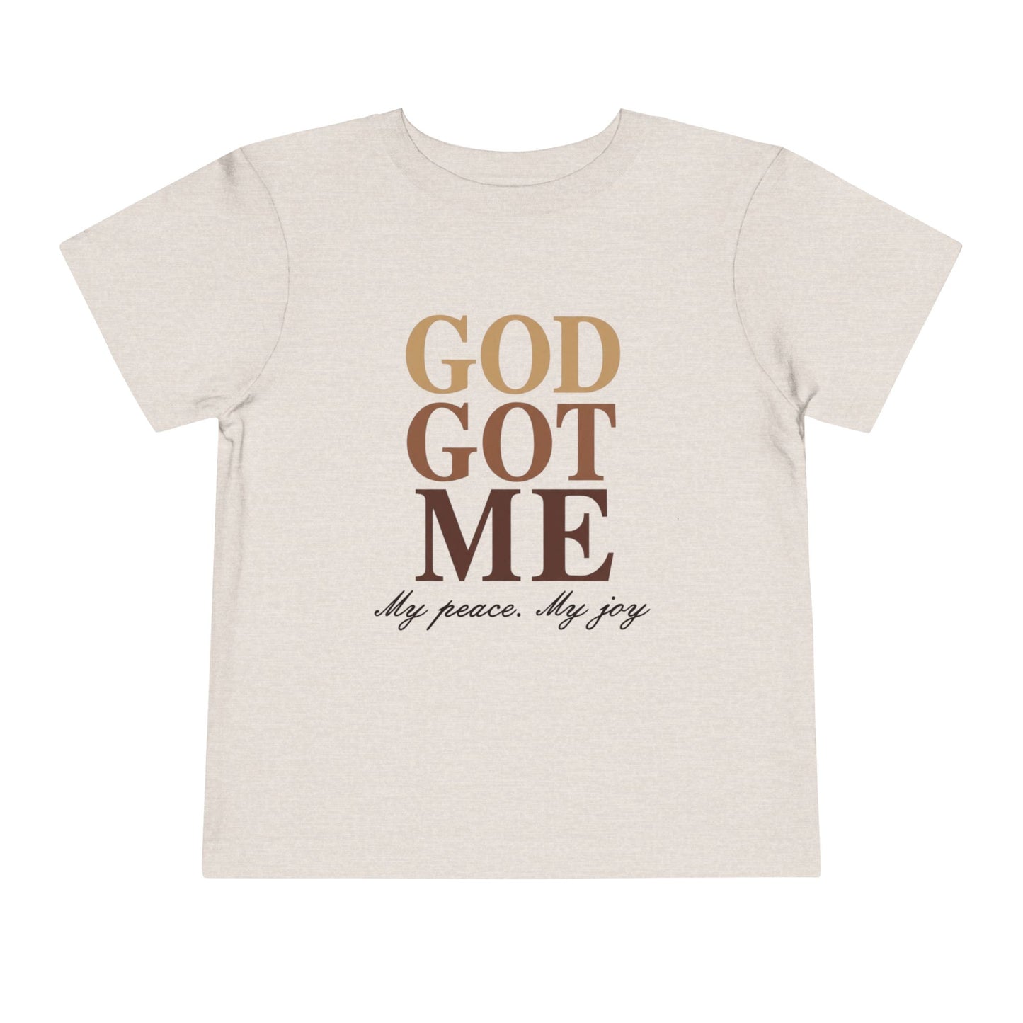 Beige t-shirt with motivational text on a white background