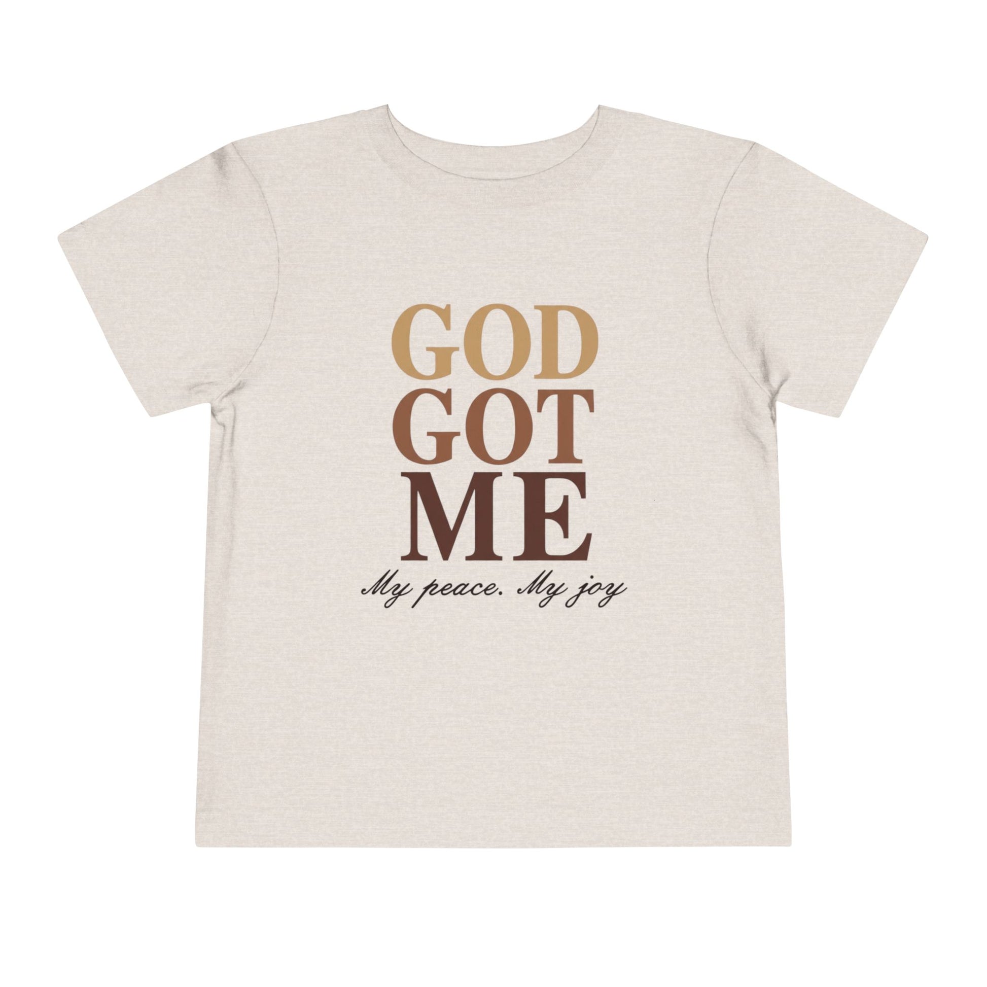 Beige t-shirt with motivational text on a white background