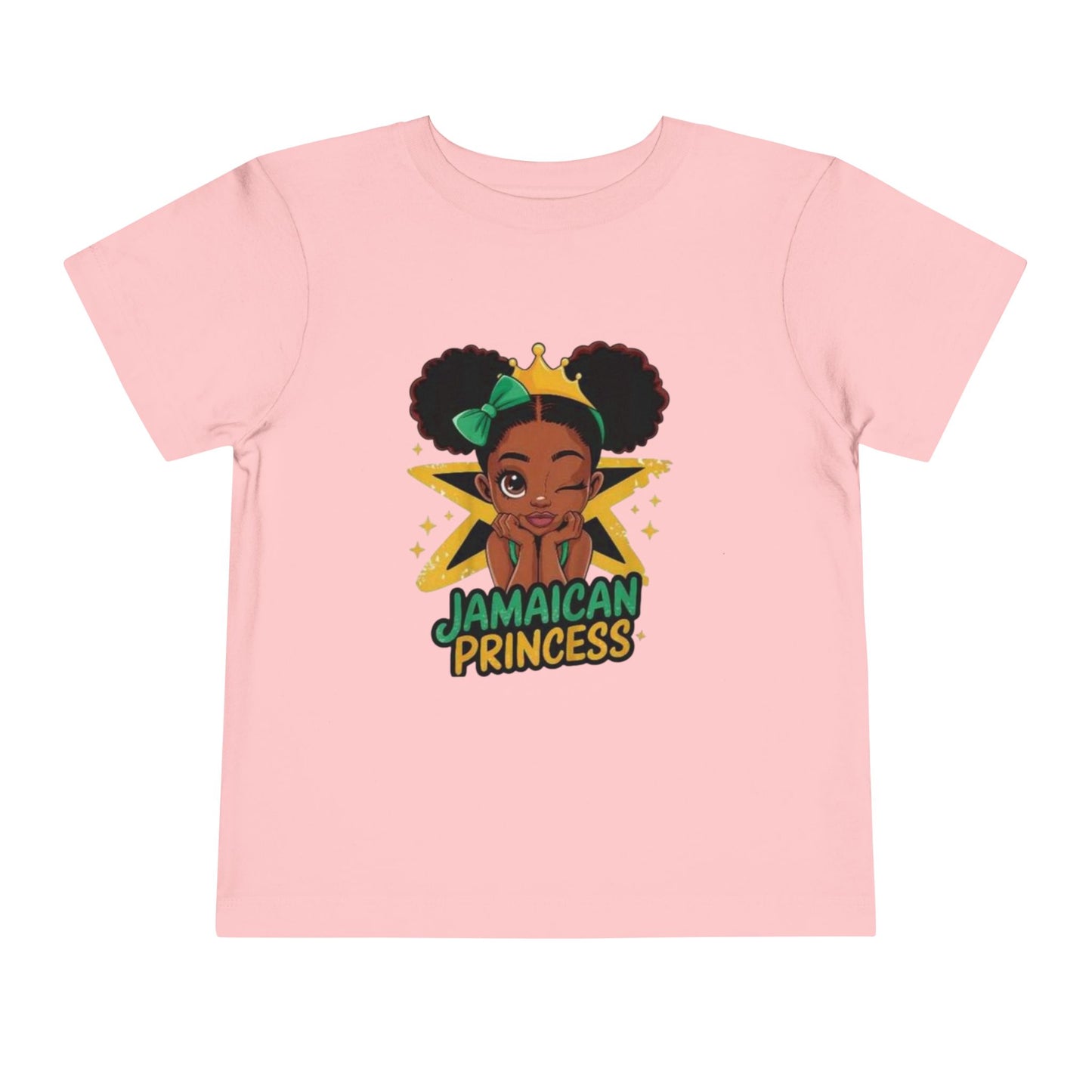 Pink t-shirt with 'Jamaican Princess' design on a white background