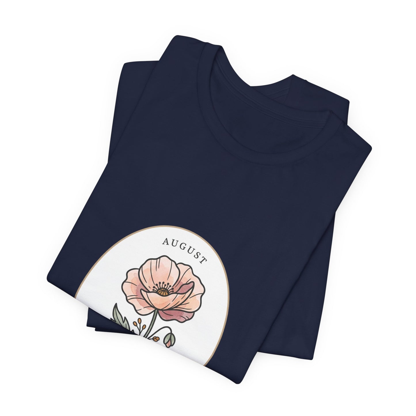 August Poppy Birth Month Flower Tee | Botanical Watercolor, Personalized