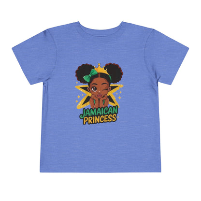 Blue t-shirt with 'Jamaican Princess' design on a white background