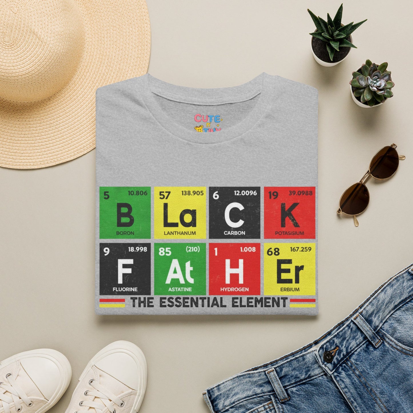 Black Father T-Shirt — "The Essential Element" Periodic Table Design