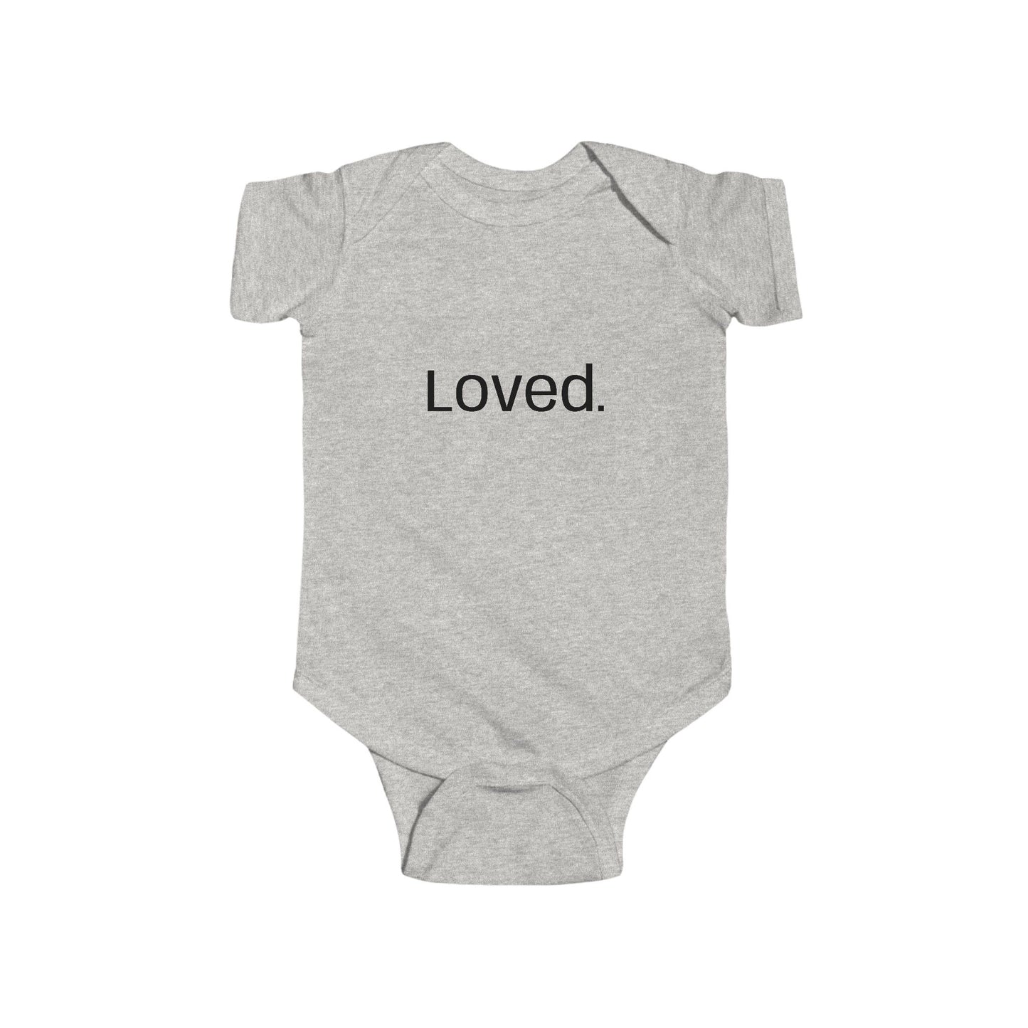 Gray baby onesie with 'Child of God' text on a white background