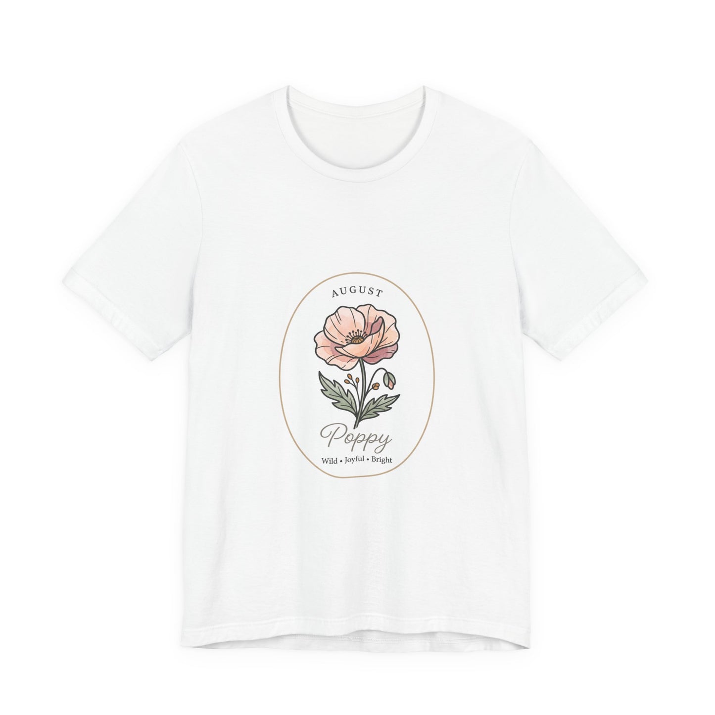 August Poppy Birth Month Flower Tee | Botanical Watercolor, Personalized