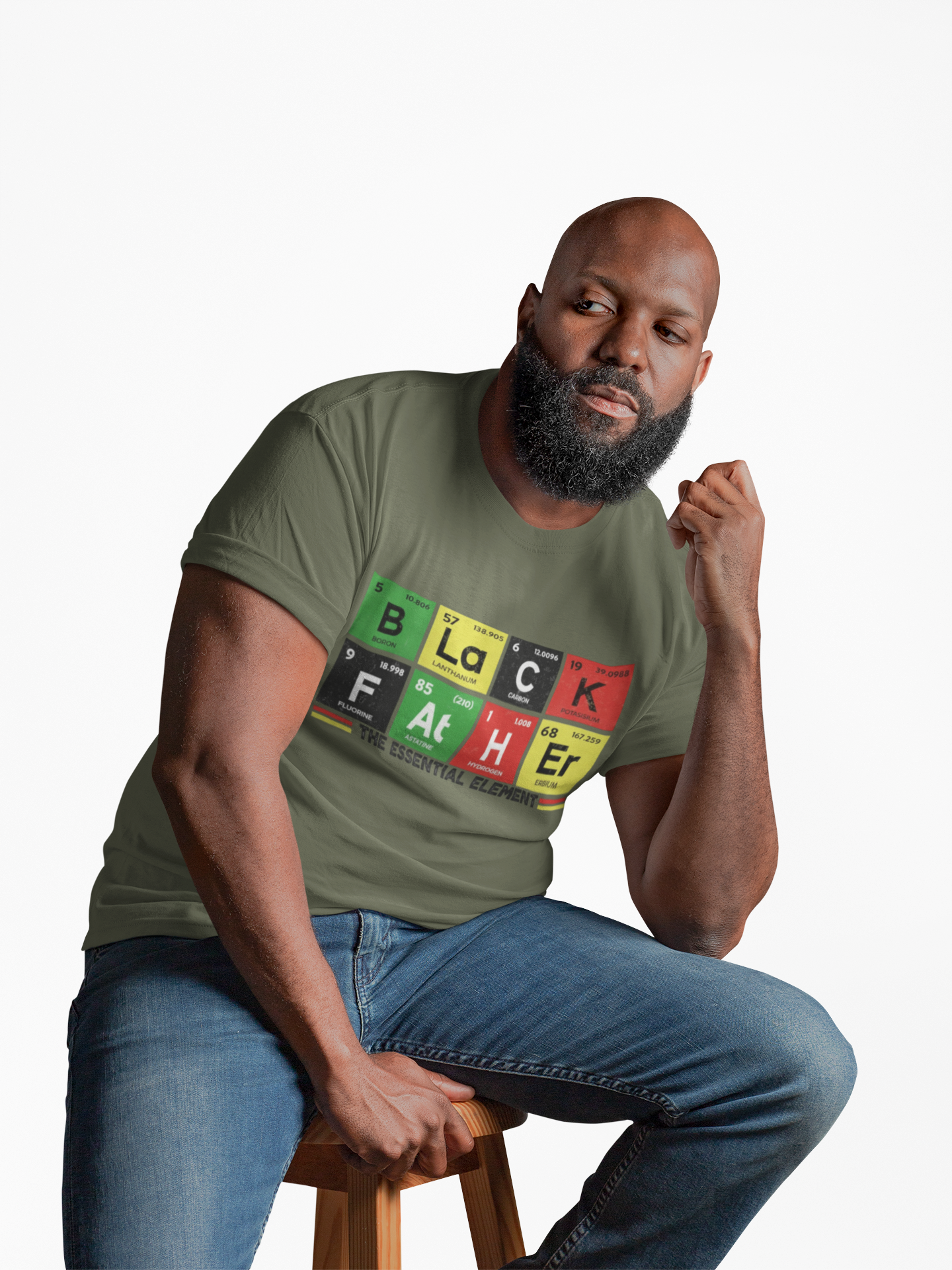 Black Father T-Shirt — "The Essential Element" Periodic Table Design