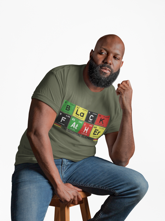 Black Father T-Shirt — "The Essential Element" Periodic Table Design