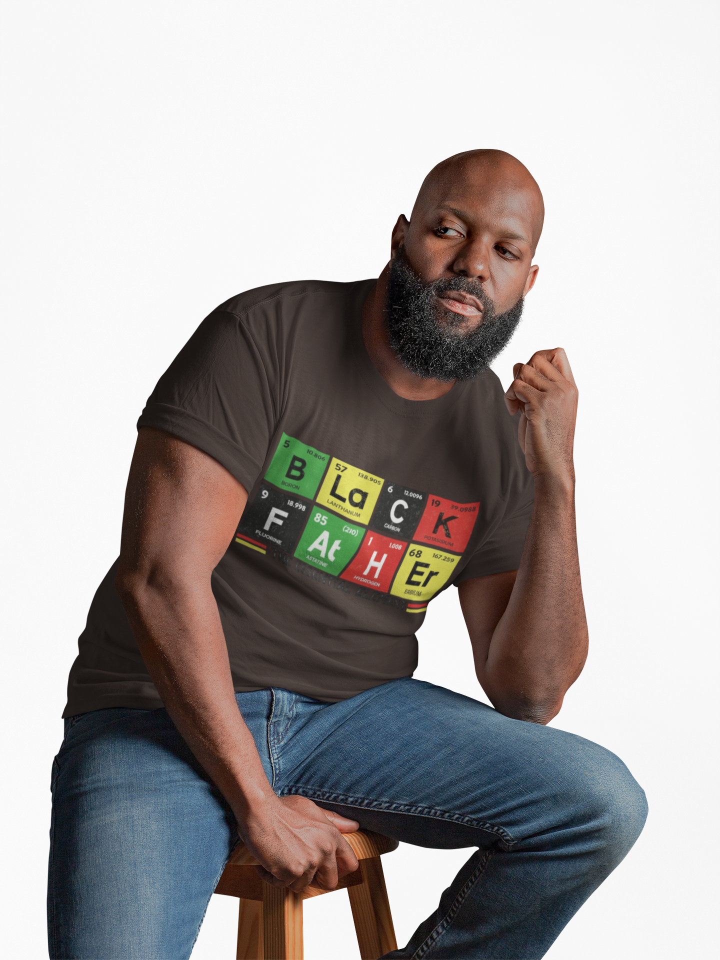 Black Father T-Shirt — "The Essential Element" Periodic Table Design