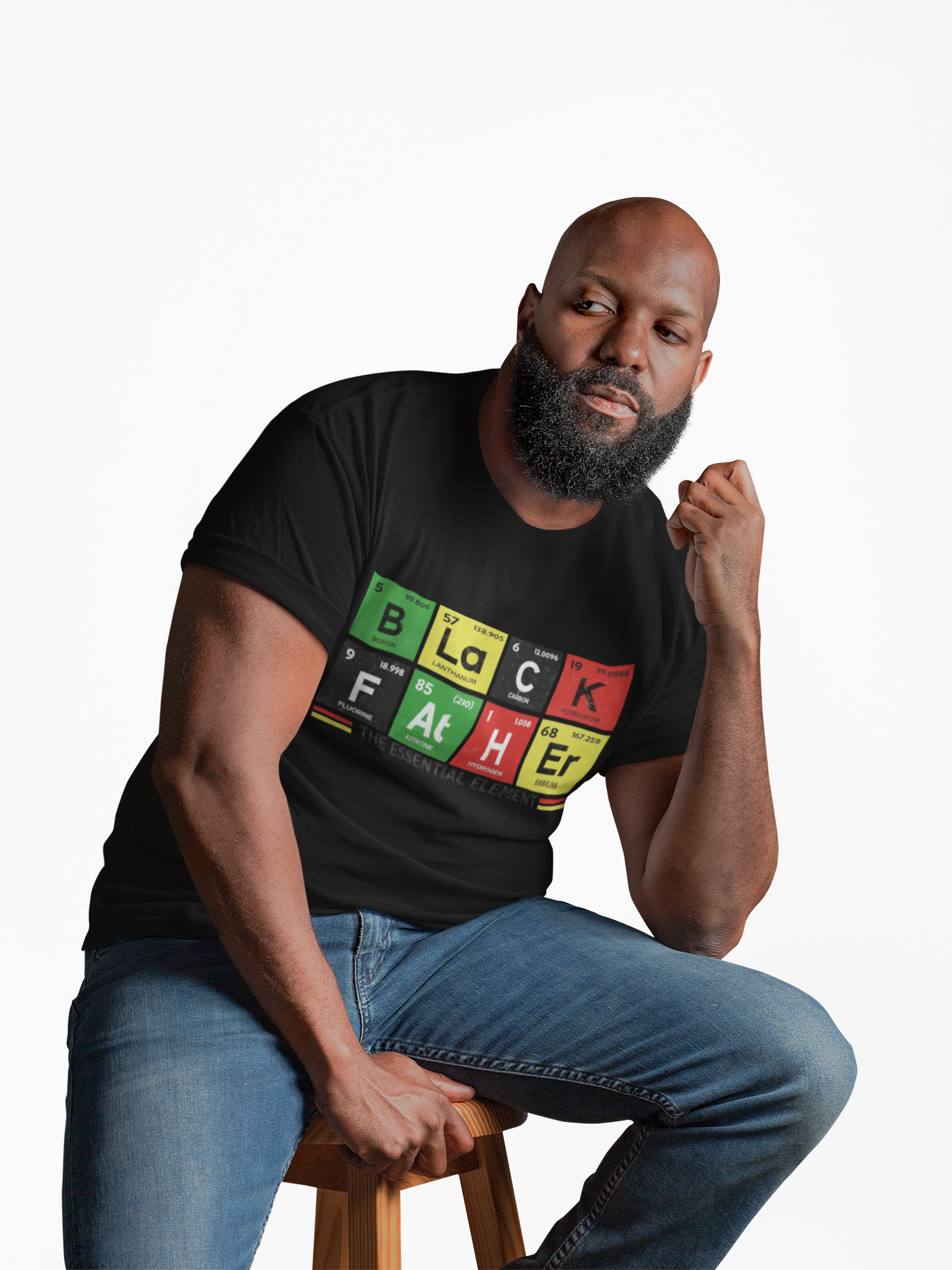 Black Father T-Shirt — "The Essential Element" Periodic Table Design