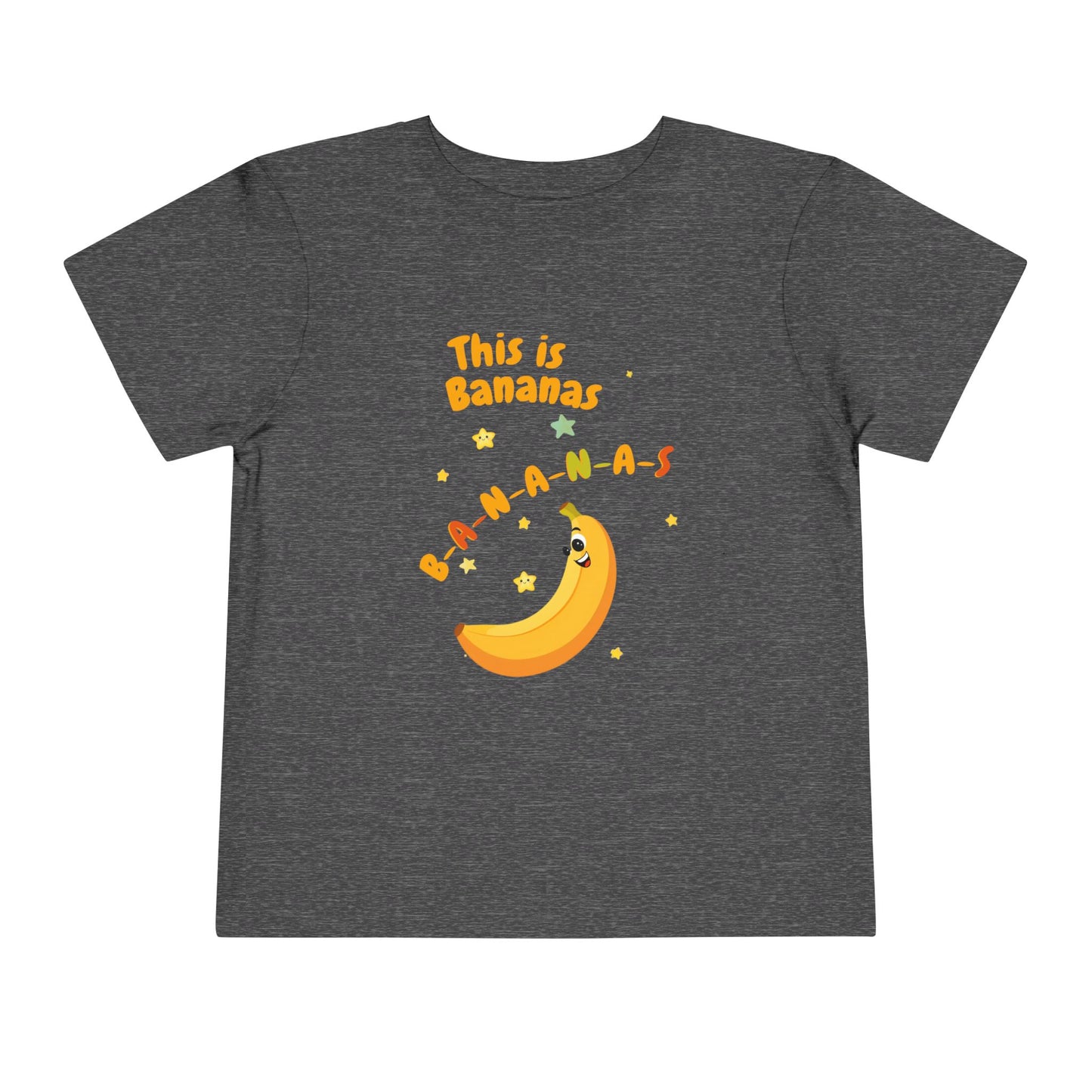 Gray t-shirt with a banana graphic and text on a white background