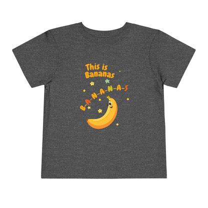 Gray t-shirt with a banana graphic and text on a white background