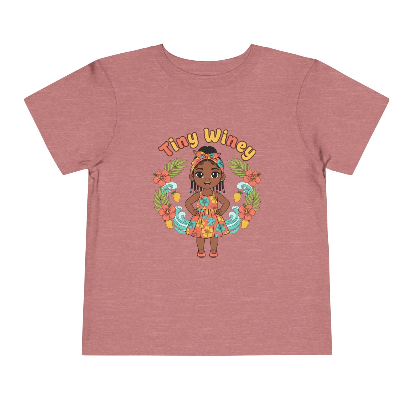 Pink t-shirt with a cartoon character and 'Titty Winey' text on a white background