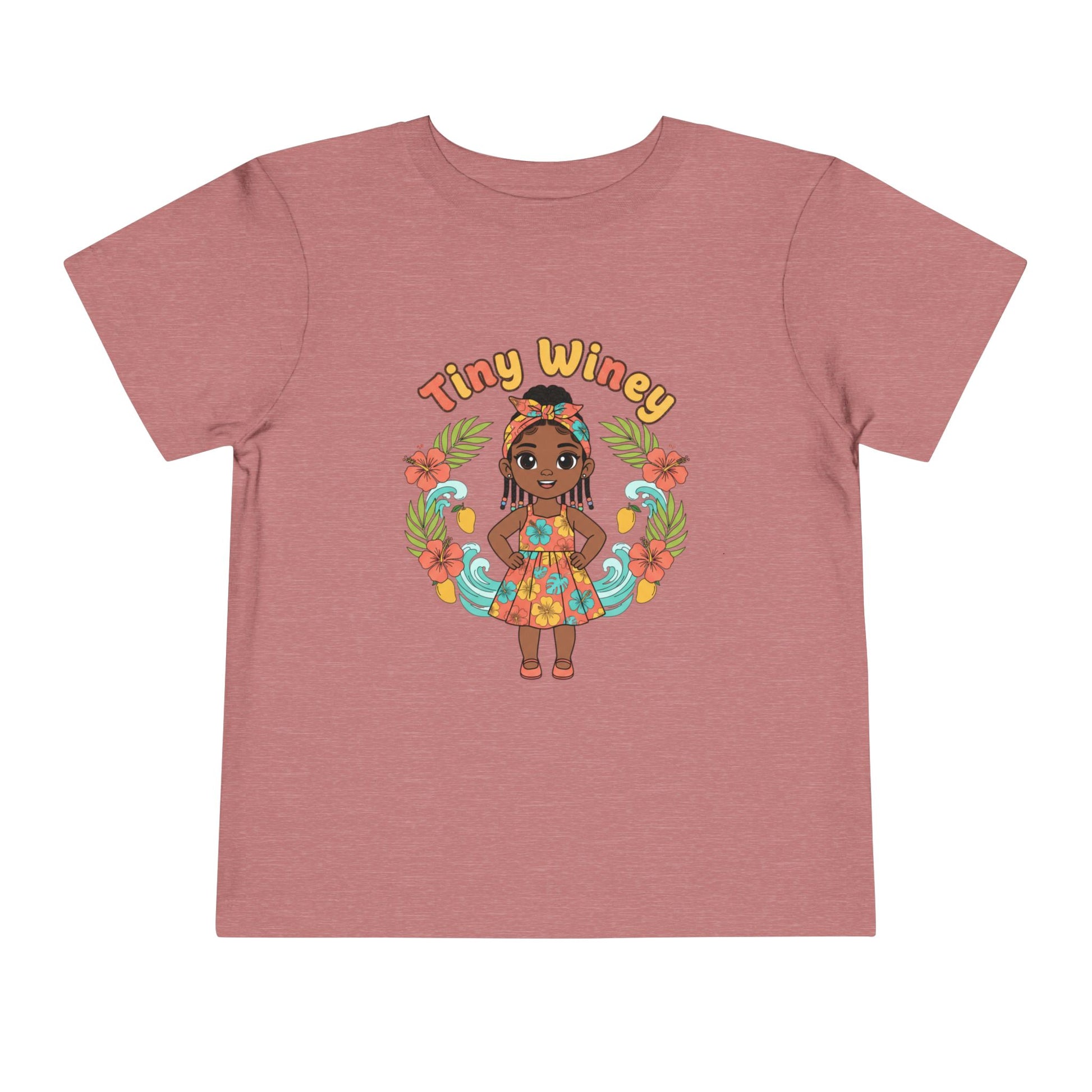 Pink t-shirt with a cartoon character and 'Titty Winey' text on a white background