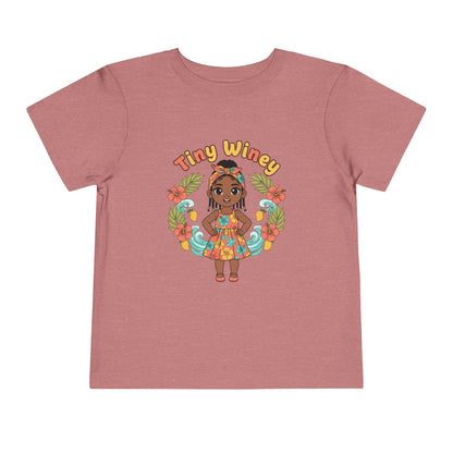 Pink t-shirt with a cartoon character and 'Titty Winey' text on a white background