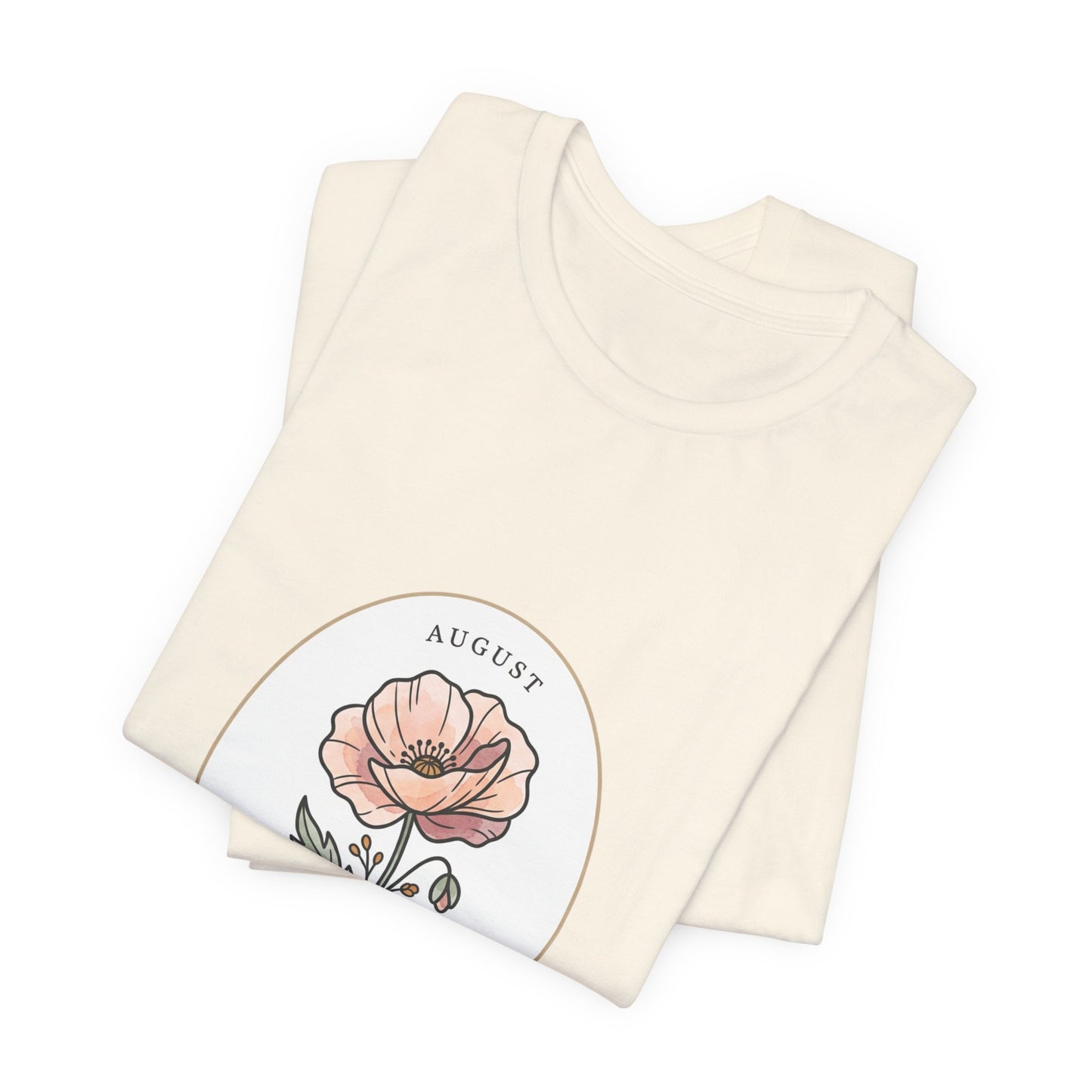 August Poppy Birth Month Flower Tee | Botanical Watercolor, Personalized