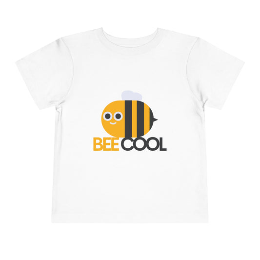 Pink t-shirt with a bee graphic and 'BEE COOL' text on a white background