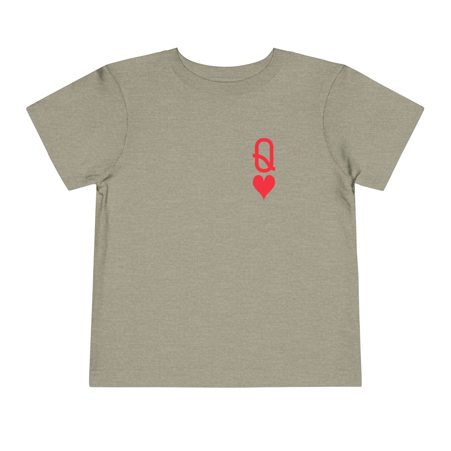 Beige t-shirt with a red heart and key design on a white background