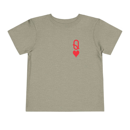 Beige t-shirt with a red heart and key design on a white background