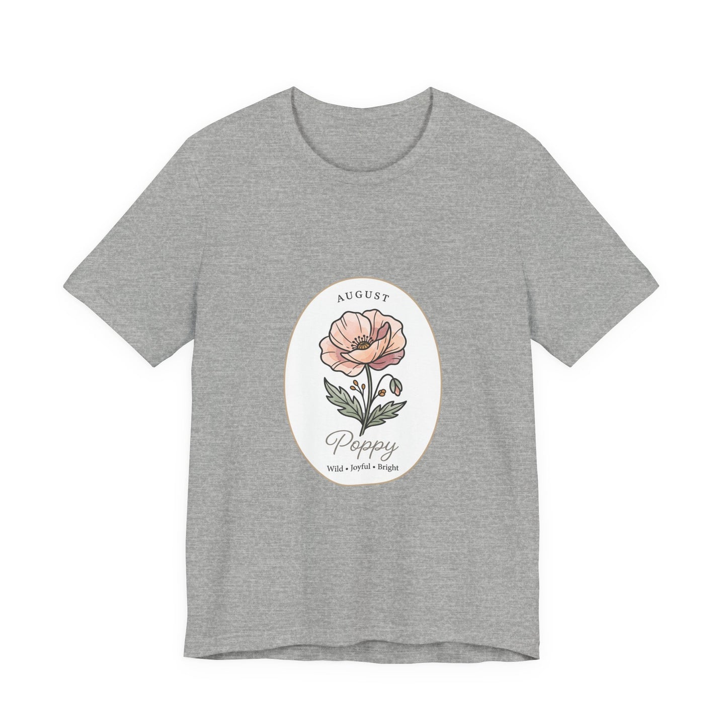August Poppy Birth Month Flower Tee | Botanical Watercolor, Personalized