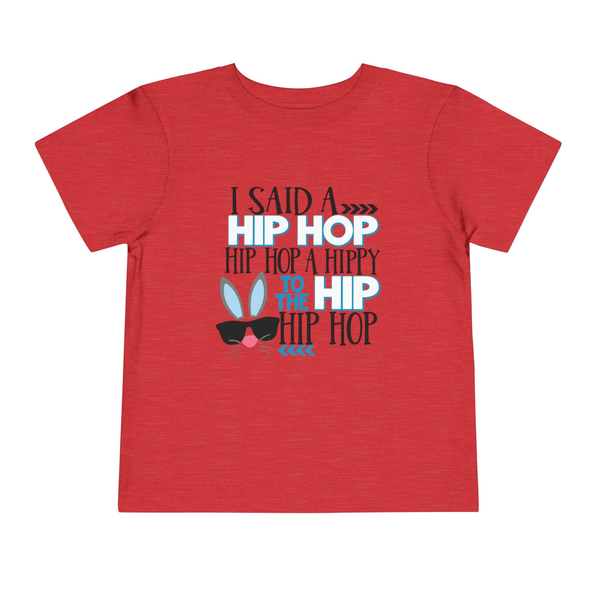 Red t-shirt with humorous text design on a white background