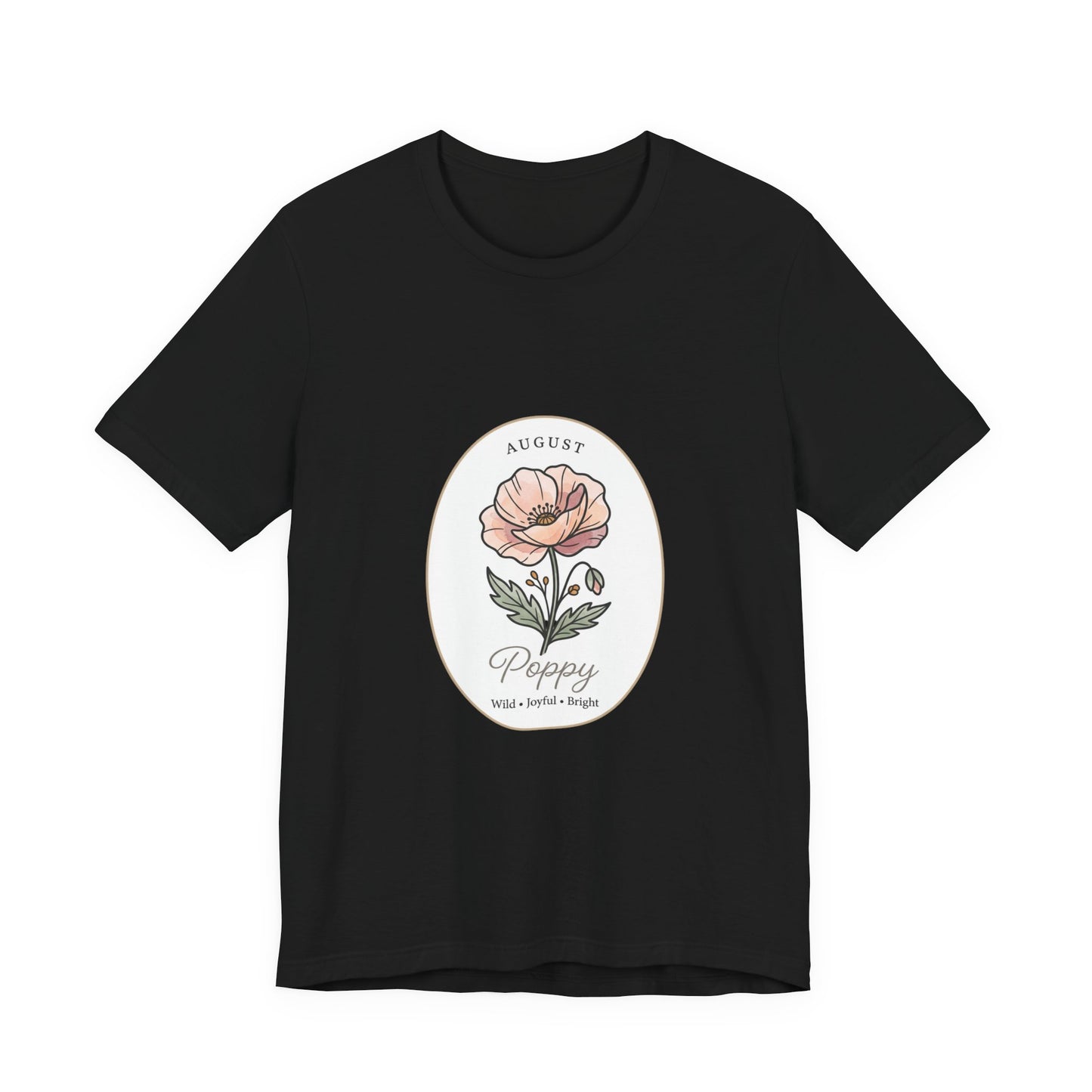 August Poppy Birth Month Flower Tee | Botanical Watercolor, Personalized