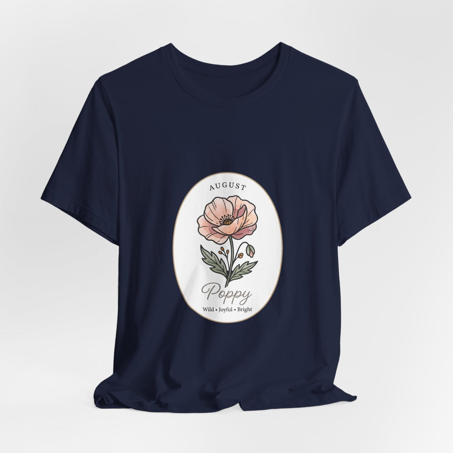 August Poppy Birth Month Flower Tee | Botanical Watercolor, Personalized